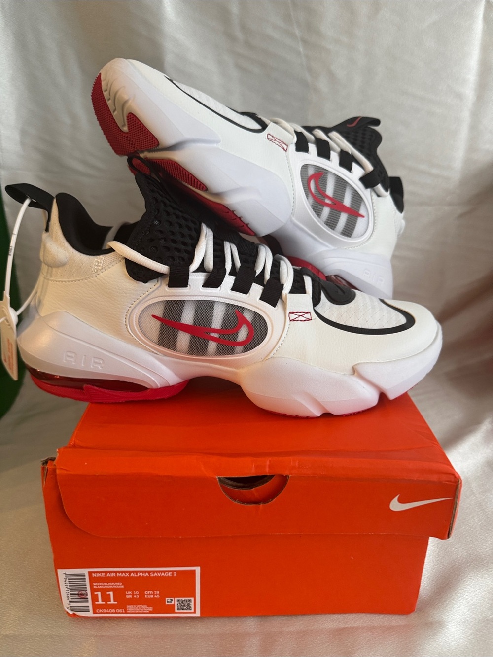 New! Nike Air Max Alpha Savage 2 shoes in the "White University Red" colorway.